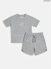 RESERVED Kids' Grey Heather T-Shirt and Shorts Set | Casual Summer Activewear