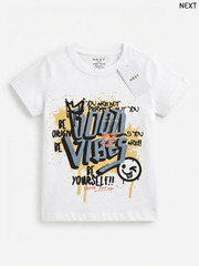 Kids' White "GOOD VIBES" Graffiti Graphic T-Shirt – NEXT