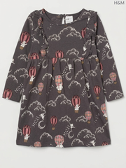 H&M Girls' Hot Air Balloon & Fairy Print Ruffle-Trimmed Dress