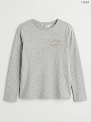 H&M Kids' Grey Melange "Dream Believe Explore" Graphic Top