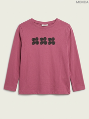 Mokida Kids' Dusty Mauve Triple Flower Graphic Long-Sleeve Top