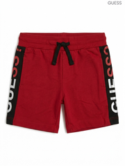 GUESS Kids' Red Sweat Shorts | Black Side Logo Tape Drawstring Shorts