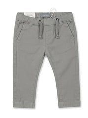 DL Boys Light Grey Stretch Twill Elastic Drawstring Trousers