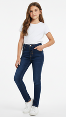 DL لڑکیاں چلو سکنی ہائی رائز بلیو ڈینم جینز