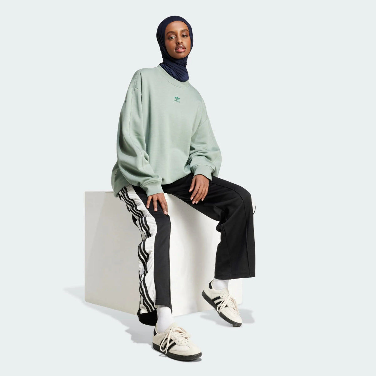 ADI Essentials Fleece Long Oversized Crew Sweatshirt - Smgarment's