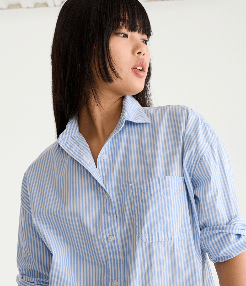 AEROPOSTALE Women's Long Sleeve Striped Shirt - Smgarment's