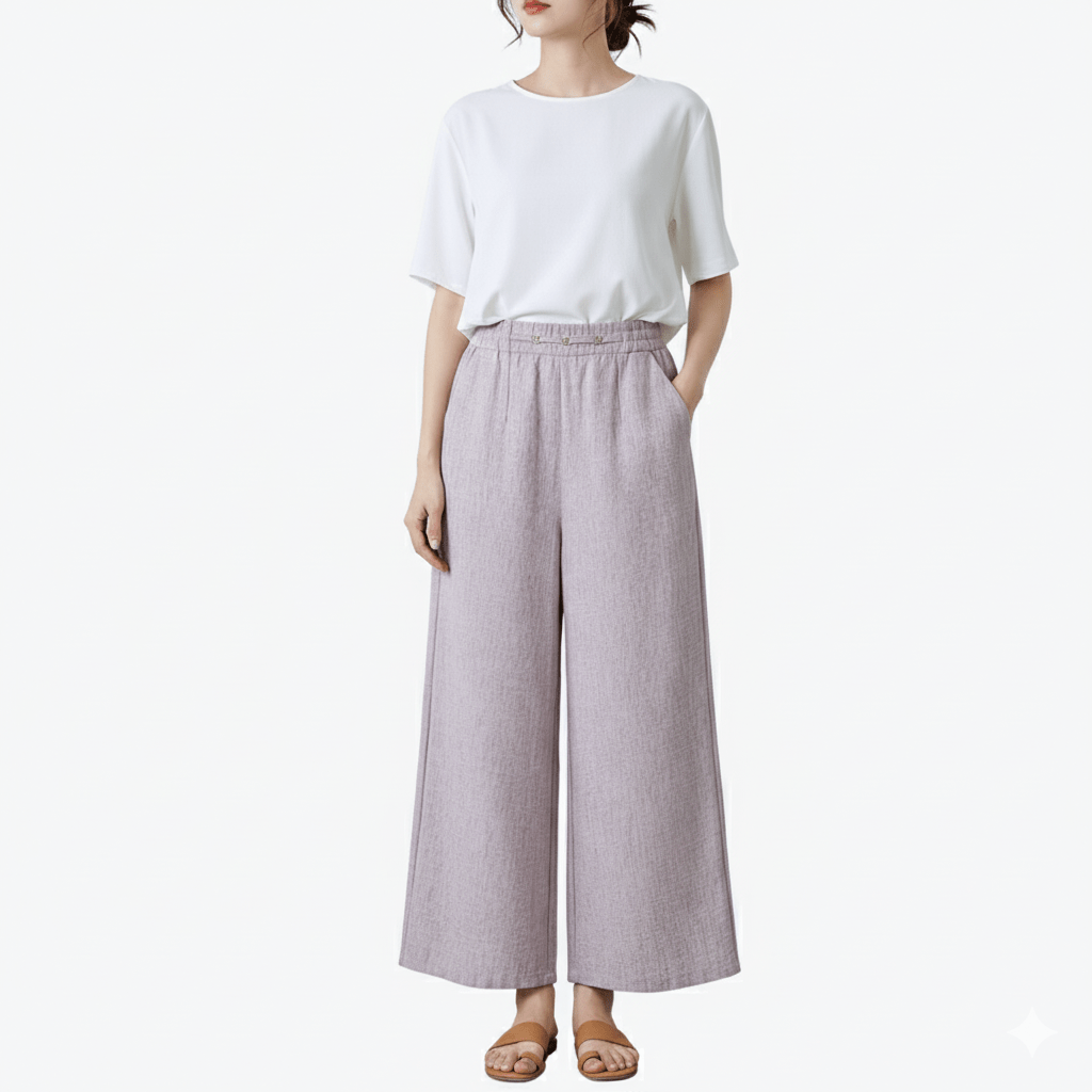 Airy Linen Blend Wide - Leg Women Trouser - Smgarment's
