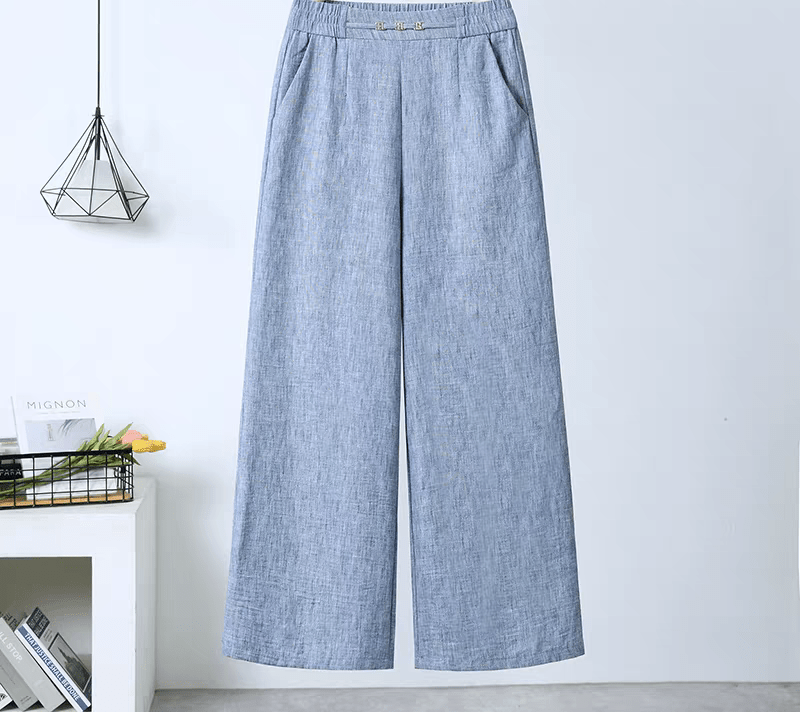 Airy Linen Blend Wide - Leg Women Trouser - Smgarment's