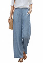 Airy Linen Blend Wide - Leg Women Trouser - Smgarment's