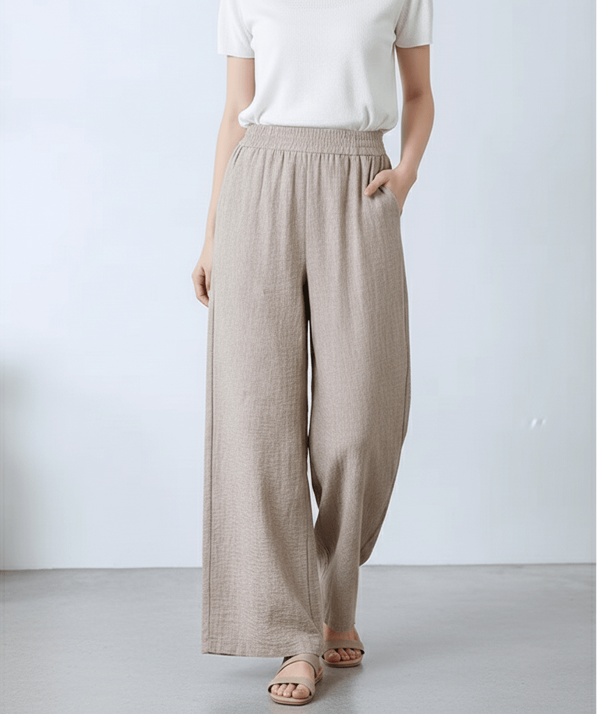 Airy Linen Blend Wide - Leg Women Trouser - Smgarment's