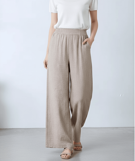 Airy Linen Blend Wide - Leg Women Trouser - Smgarment's