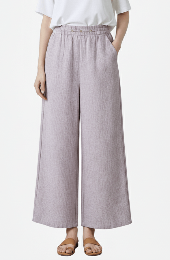 Airy Linen Blend Wide - Leg Women Trouser - Smgarment's