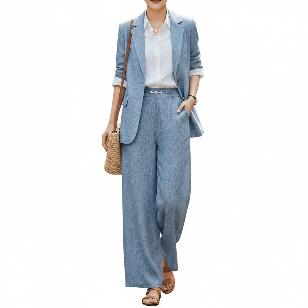 Airy Linen Blend Wide - Leg Women Trouser - Smgarment's