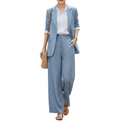 Airy Linen Blend Wide - Leg Women Trouser - Smgarment's