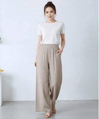 Airy Linen Blend Wide - Leg Women Trouser - Smgarment's