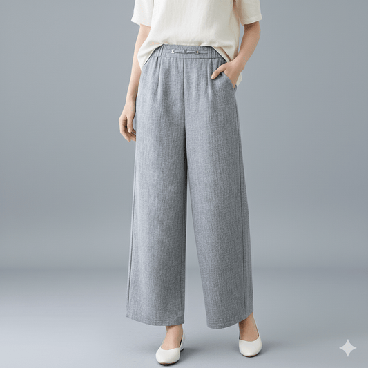 Airy Linen Blend Wide - Leg Women Trouser - Smgarment's