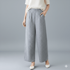 Airy Linen Blend Wide - Leg Women Trouser - Smgarment's