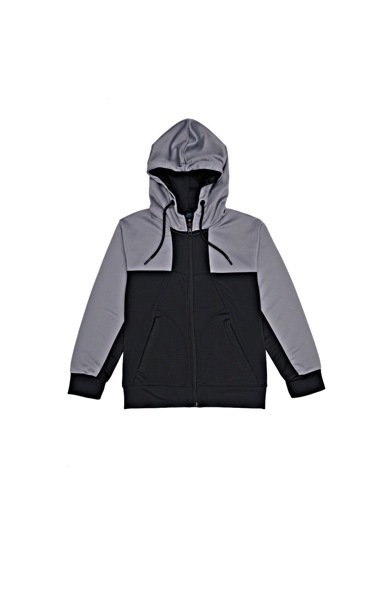 AVIATOR KIDS Color - Block Zip - Up Hoodie – Graphite & Charcoal - Smgarment's