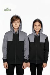 AVIATOR KIDS Color - Block Zip - Up Hoodie – Graphite & Charcoal - Smgarment's