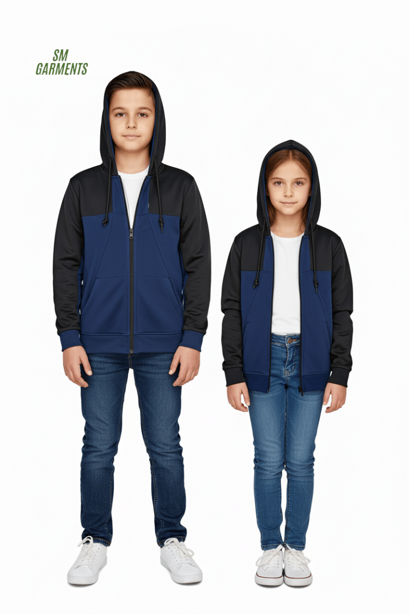 AVIATOR Kids Two - Tone Full Zip Hoodie – Navy & Black - Smgarment's