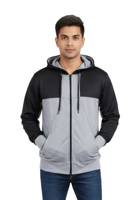 AVIATOR MENS Color - Block Zip - Up Hoodie – Graphite & Charcoal - Smgarment's