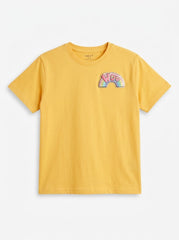 Nxt Girls' Mustard Yellow Rainbow "WOW" Sequin Patch Short-Sleeve T-Shirt