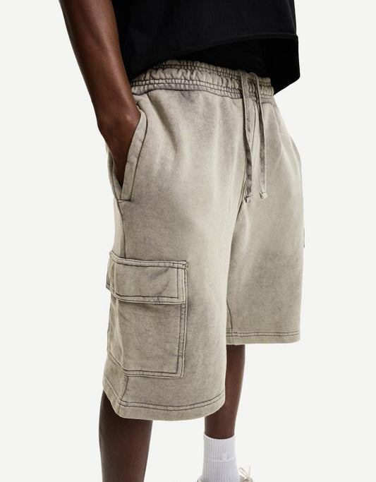BERSHKA Plush Cargo Bermuda Shorts - Smgarment's