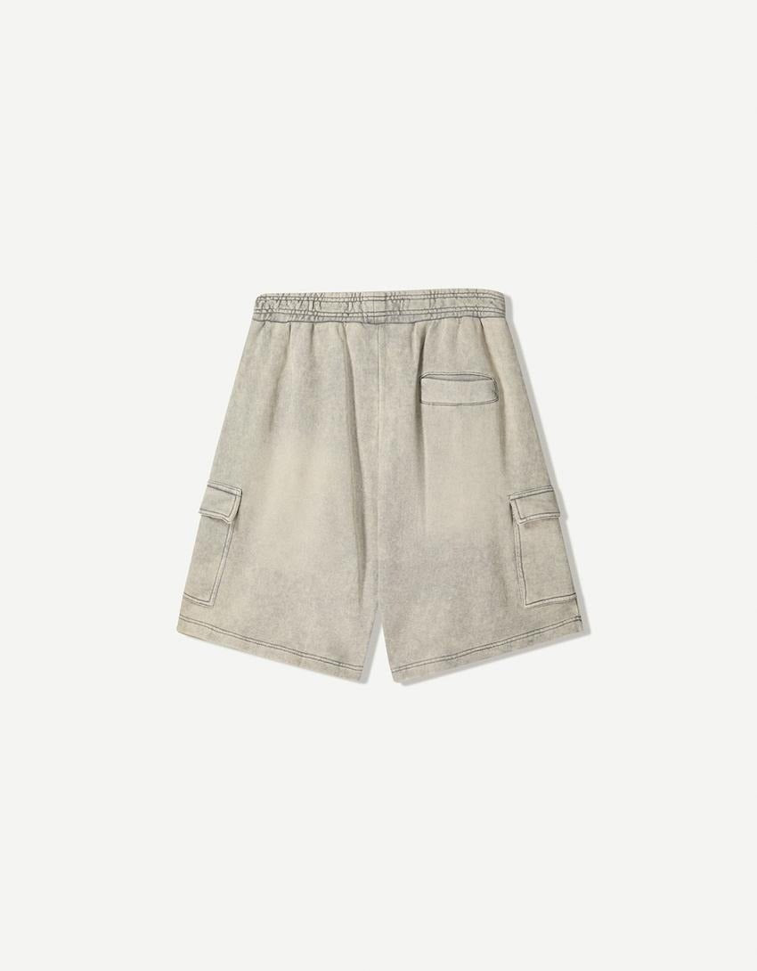 BERSHKA Plush Cargo Bermuda Shorts - Smgarment's