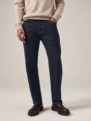 Blue Indigo Rinse Single Straight Fit Classic Stretch Jeans - Smgarment's