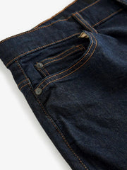 Blue Indigo Rinse Single Straight Fit Classic Stretch Jeans - Smgarment's