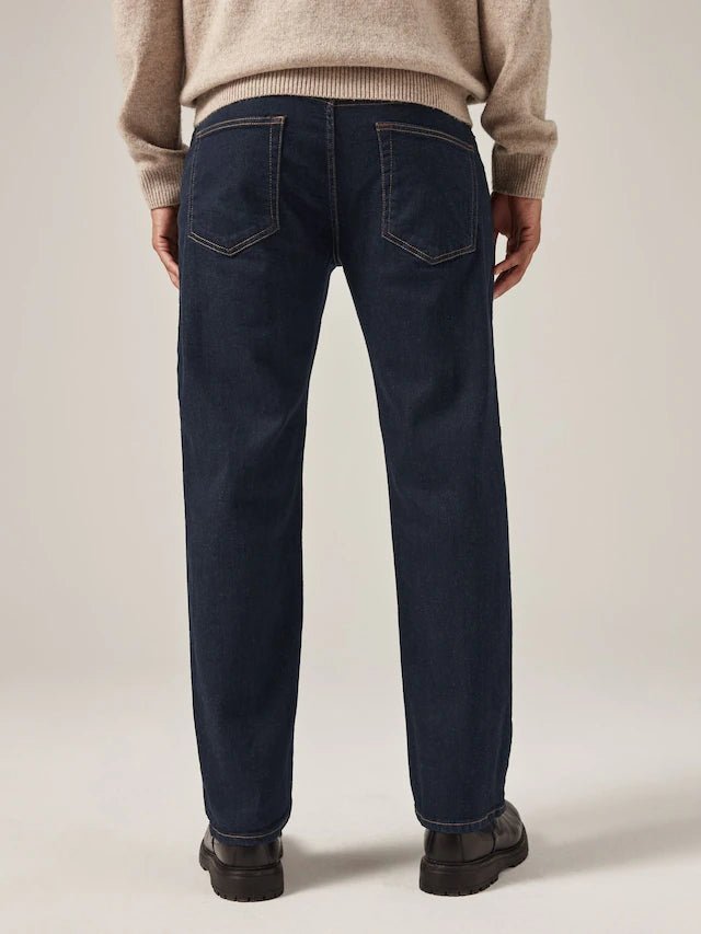 Blue Indigo Rinse Single Straight Fit Classic Stretch Jeans - Smgarment's