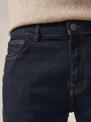 Blue Indigo Rinse Single Straight Fit Classic Stretch Jeans - Smgarment's