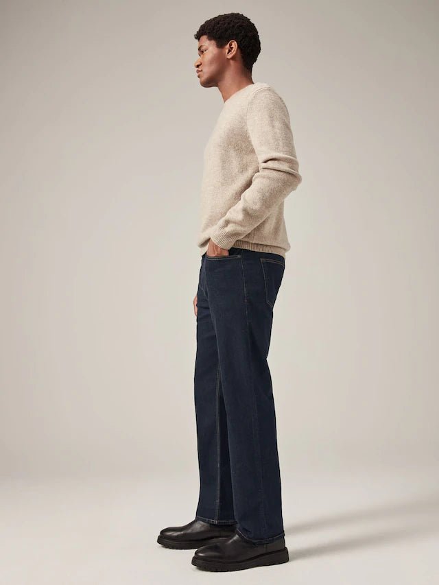 Blue Indigo Rinse Single Straight Fit Classic Stretch Jeans - Smgarment's