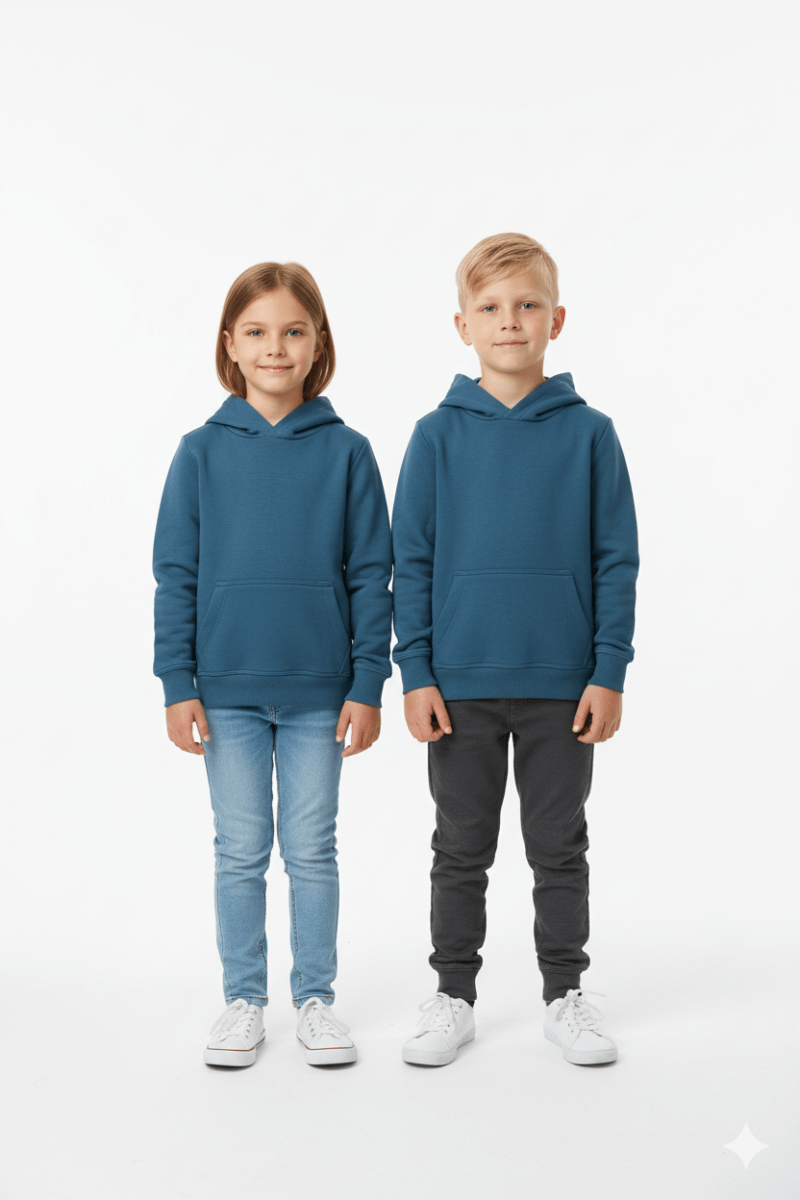 BLUE SEVEN BASIC CYAN BLUE HOODIE - Smgarment's