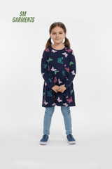 BLUE SEVEN GIRLS BUTTERFLIES PRINTED DRESS - Smgarment's