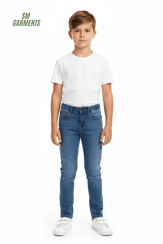 Boys' Classic Blue Stretch Denim Jeans - Smgarment's