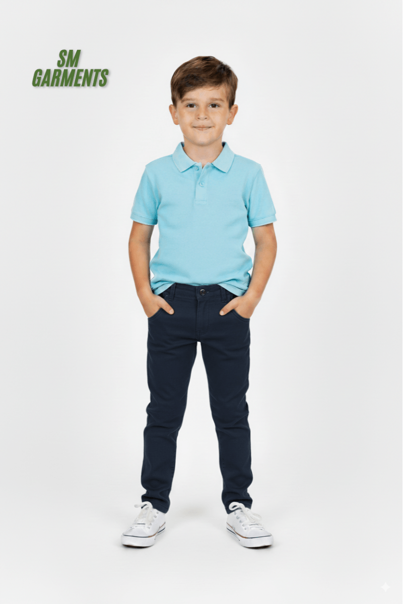Boys Navy Blue Slim Fit Chino Pants - Smgarment's