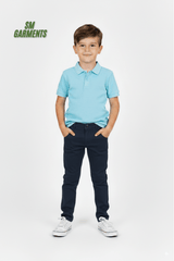 Boys Navy Blue Slim Fit Chino Pants - Smgarment's