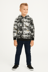 Boys’ Skateboard Print Hoodie – Street Style Graphic - Smgarment's