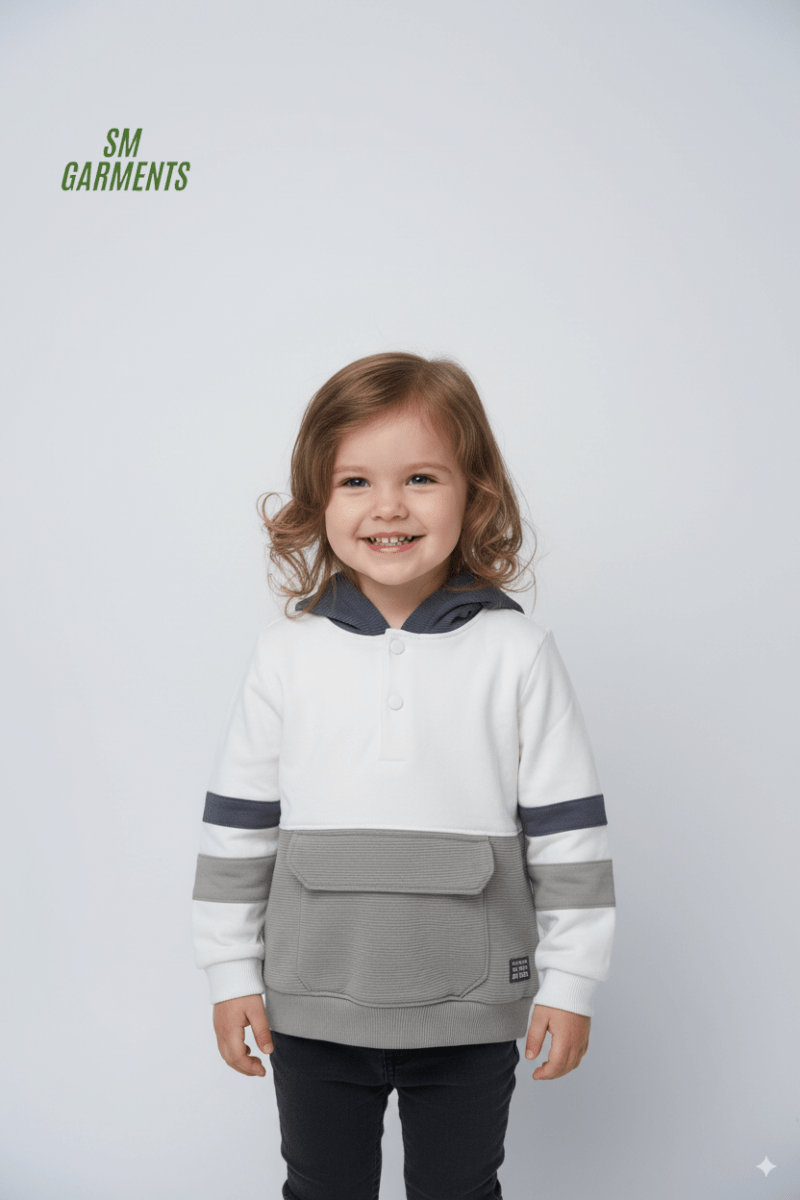 C&A Kids Color Block Pullover Hoodie – White/Grey - Smgarment's