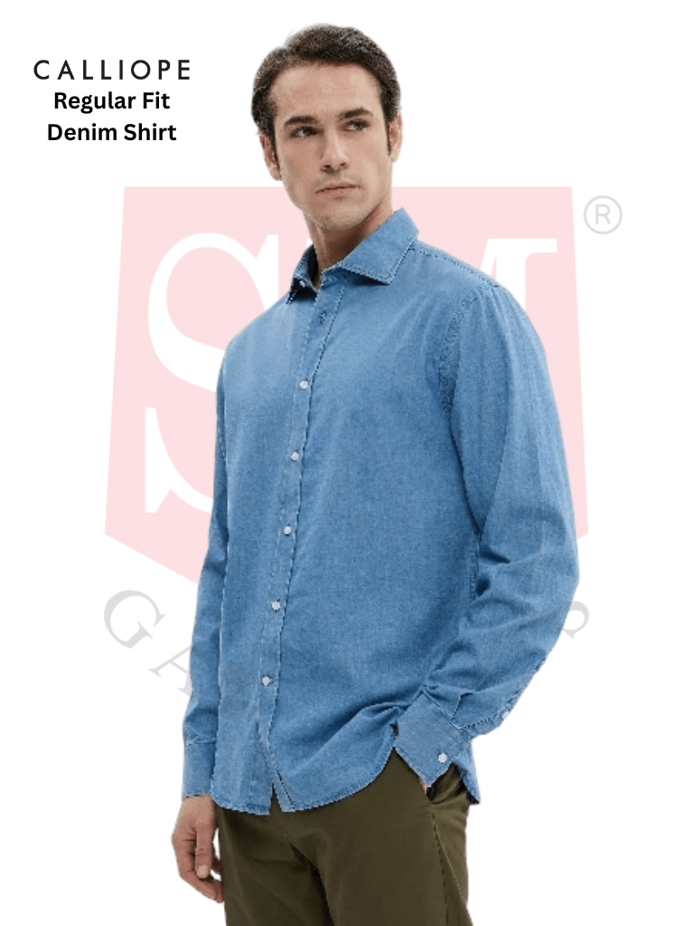 CALLIOPE Regular Fit Light Blue Denim Shirt - Smgarment's