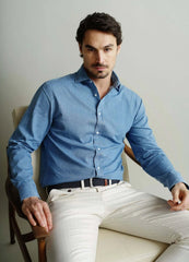 CALLIOPE Regular Fit Light Blue Denim Shirt - SMgarment's