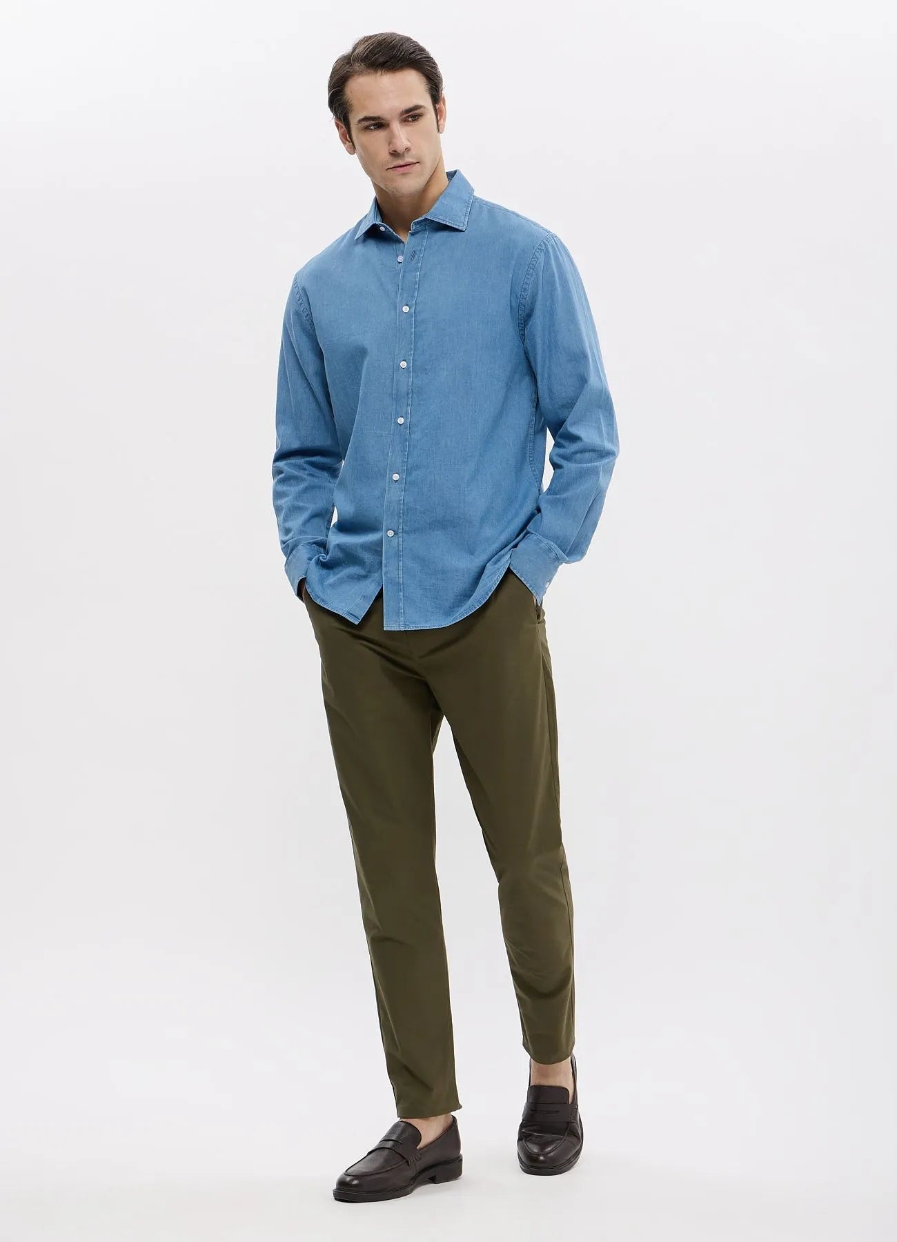 CALLIOPE Regular Fit Light Blue Denim Shirt - SMgarment's