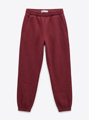 zra Kids Branded Maroon Wine Red Elastic Waist Fleece Jogger Pants