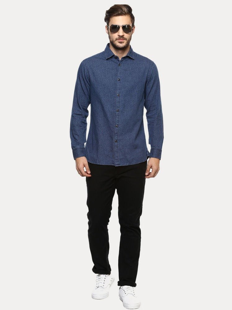 CELIO Blue Printed Casual Shirt - Smgarment's
