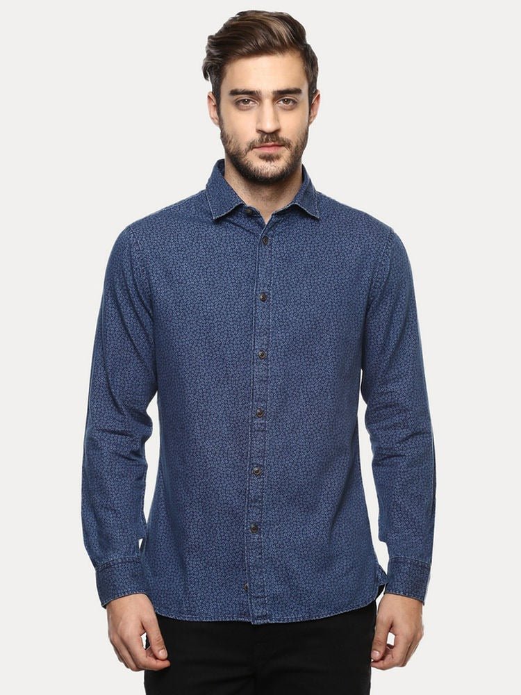 CELIO Blue Printed Casual Shirt - Smgarment's