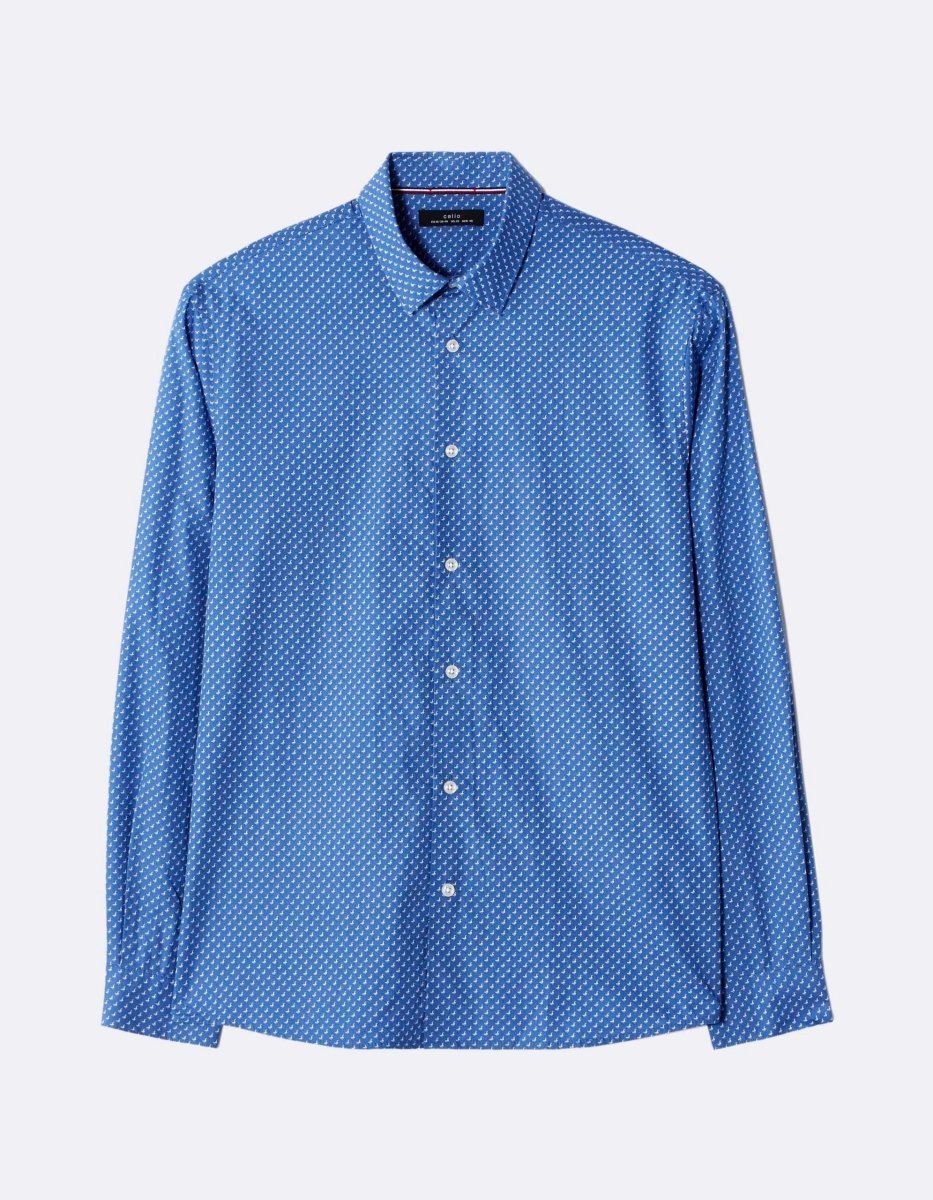 CELIO Blue Printed Casual Shirt - Smgarment's