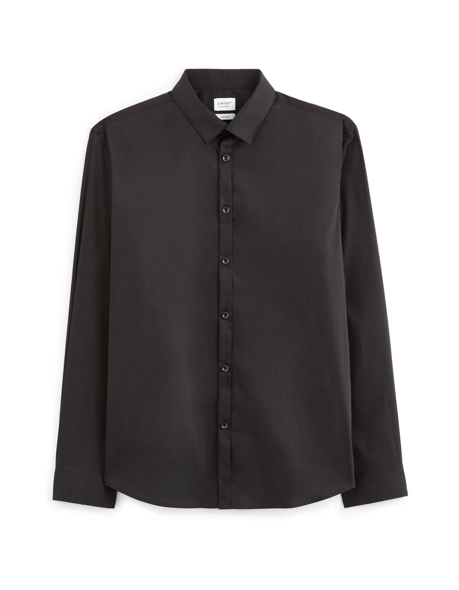 CELIO Extra Slim Stretch Cotton Shirt - Black - SMgarment's