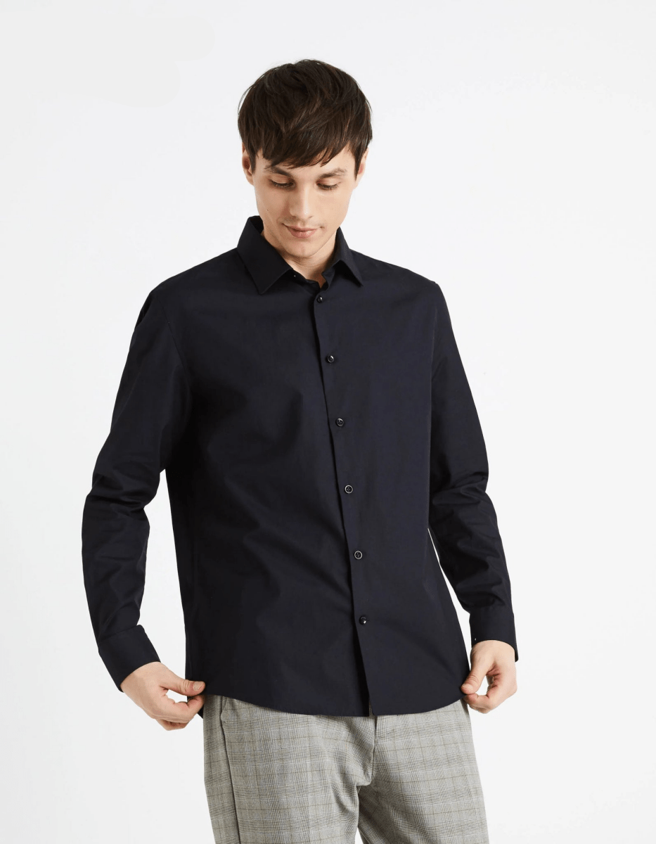 CELIO Regular Cotton Shirt Black - Smgarment's