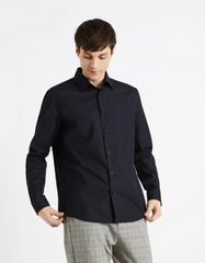 CELIO Regular Cotton Shirt Black - Smgarment's